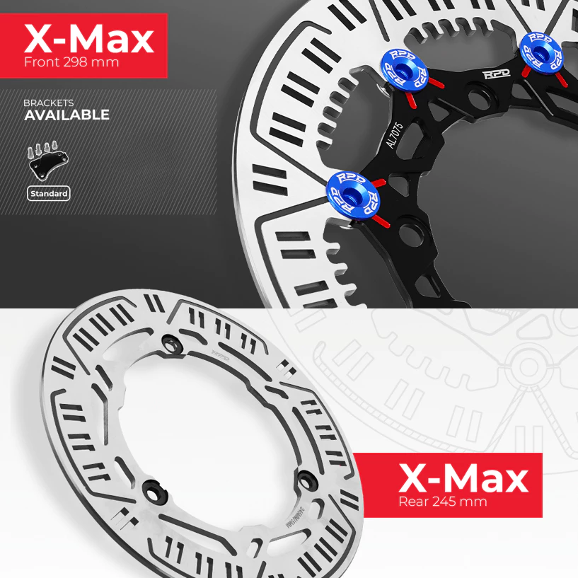 RPD Matrix Disc Rotor Floating Depan & Belakang Paket untuk Yamaha X-MAX + Bracket | Cakram Racing 4.5mm Rem Lebih Pakem